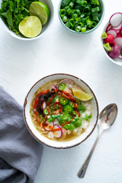 Chicken Pho with toppings